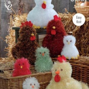 King Cole Tinsel Chunky Easy Knit Knitting Pattern Hens and Chicks 9064
