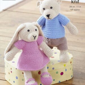 King Cole DK Crochet Pattern Bear and Rabbit 9126