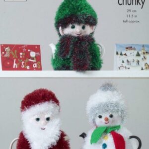 King Cole Tinsel Chunky Kniting Pattern Christmas Tea Cosies 9118