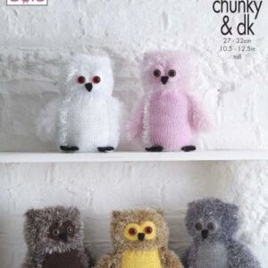 King Cole Tinsel Chunky and DK Knitting Pattern Tinsel Owls 9114