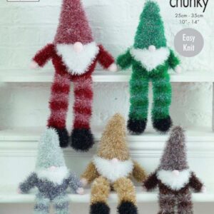 King Cole Tinsel Chunky Easy Knit Knitting Pattern Tinsel Gnomes 9113