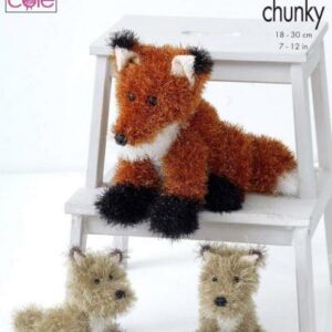 King Cole Tinsel Chunky Knitting Pattern Fox 9110