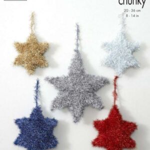 King Cole Tinsel Chunky Knitting Pattern Tinsel Stars 9106