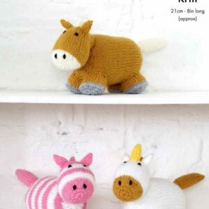 King Cole DK Knitting Pattern Horse Unicorn and Zebra 9103