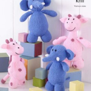 King Cole DK Easy Knit Knitting Pattern Giraffes and Elephants 9132