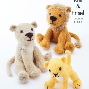 King Cole DK and Tinsel Chunky Knitting Pattern Lion Family 9152