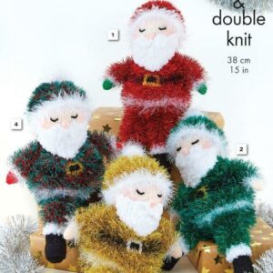 King Cole Tinsel Chunky and DK Knitting Pattern Sleeping Santa 9163