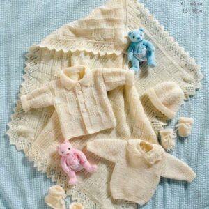 King Cole DK Knitting Pattern Shawl and Layette 2793