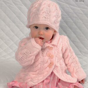 King Cole Aran Knitting Pattern Coat Dress Sweater and Hat 3136