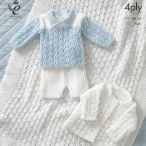 King Cole 3ply or 4ply Knitting Pattern Jacket Shawl Sweater and Shorts 3114