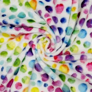 Super Soft Cuddle Fleece Fabric Material RAINBOW DOTS