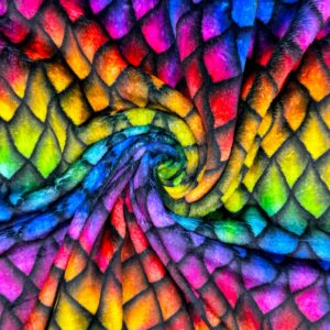 Super Soft Cuddle Fleece Fabric Material RAINBOW DRAGON SCALES