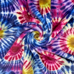 Super Soft Cuddle Fleece Fabric Material TIE DYE CIRCLES