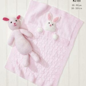 King Cole DK Knitting Pattern Baby Blankets and Bunny Rabbit Toy 4006