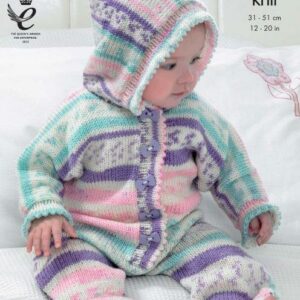 King Cole DK Knitting Pattern All in One Suit Jacket and Socks 4009