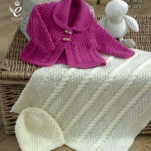 King Cole Aran Knitting Pattern Jacket Blanket and Hat 4222
