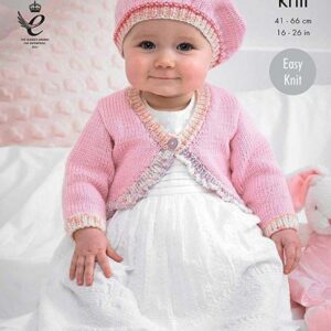 King Cole DK Easy Knit Knitting Pattern Baby Cardies and Beret 4193