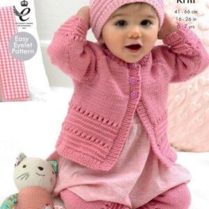 King Cole DK Knitting Pattern Coat Hat and Leggings 4195