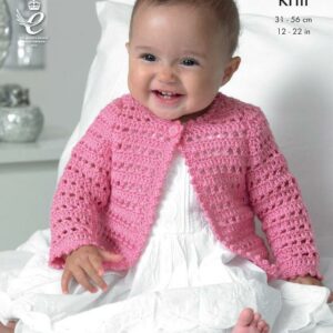 King Cole DK Crochet Pattern Dress Cardigan Hat 4416
