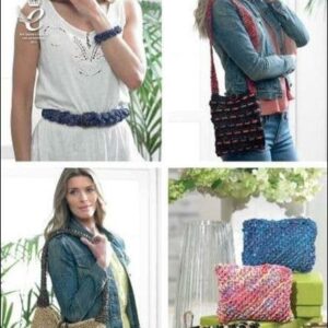 King Cole Raffia Knitting Pattern Belt Bracelet Bags and Purses 4340