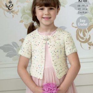 King Cole DK Easy Crochet Pattern Short Cardigan 4427