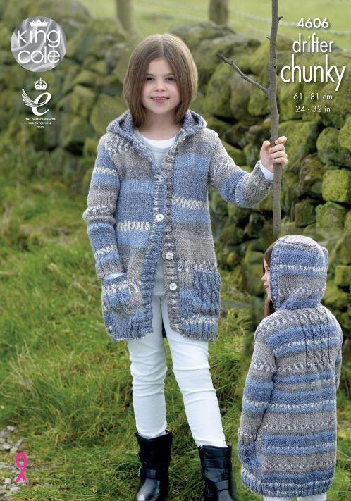 King Cole Ladies Hooded Aran Cardigan Knitting Pattern Jacket