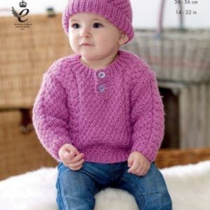 King Cole Aran Knitting Pattern Sweater Trousers Hat and Mittens 4645
