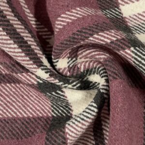 Fleece Backed Tartan Check Fabric Material OLD PINK