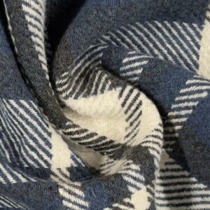 Fleece Backed Tartan Check Fabric Material BLUE