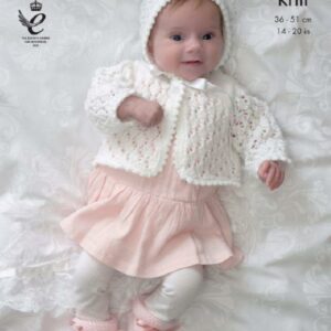 King Cole DK Knitting Pattern Matinee Coat Cardigan Bonnet Hat Bootees 4690