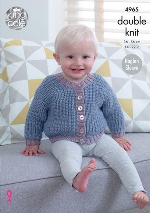 King Cole DK Knitting Pattern Cardigans in Fisherman Rib 4965