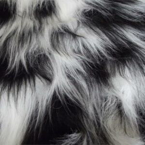 LONG Pile Fun Faux Fur Fabric Material BLACK/WHITE MIX