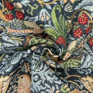 Cotton Woven Tapestry Upholstery Fabric Material STRAWBERRY THIEF NAVY