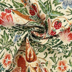 Cotton Woven Tapestry Upholstery Fabric Material STRAWBERRY THIEF NATURAL