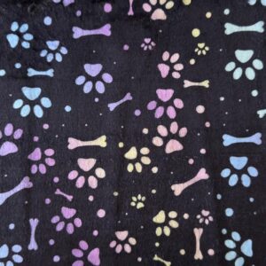 Super Soft Cuddle Fleece Digital Print Fabric Material PAWS & BONES RAINBOW OMBRE