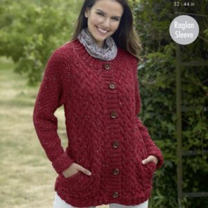 King Cole Aran Knitting Pattern Sweater and Jacket 5298
