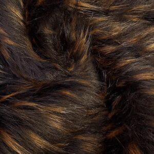 Super Luxury Faux Fur Fabric Material LONG DARK BROWN GINGER FLECK