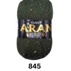 Woolcraft Aran Knitting Yarn 400g With Wool 845 Forest Tweed