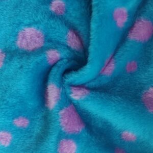 Animal Fun Faux Fur Fabric Material - TURQUOISE LILAC SPOT