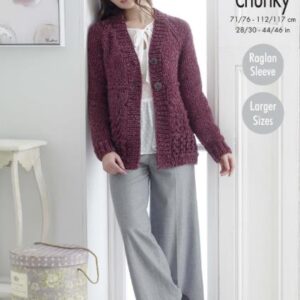 King Cole Super Chunky Knitting Pattern Jacket Hat and Cowl 5196