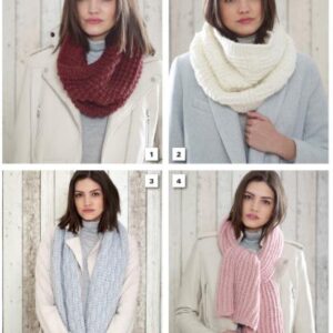 King Cole Chunky Knitting Pattern Snoods and Scarves 5184