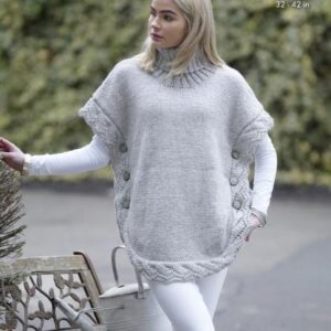 King Cole Aran Knitting Pattern Poncho and Sweater 5154