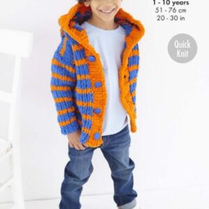 King Cole Super Chunky Quick Knit Knitting Pattern Cardigan and Hoodie 6230
