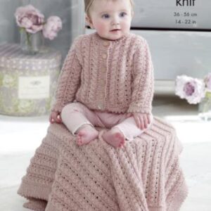 King Cole DK Knitting Pattern Cardigans Blanket and Hat 5238