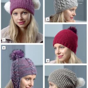King Cole Aran Knitting Pattern Hats 5037