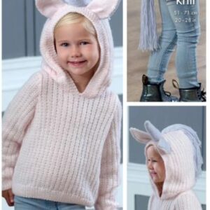 King Cole DK Knitting Pattern Unicorn Sweater and Cardigan 5036
