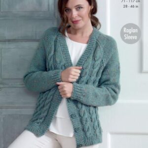 King Cole Chunky Knitting Pattern Cabled Cardigan and Sweater 5012