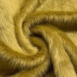 Super Luxury Short Plush Faux Fur Fabric Material OLIVE YELLOW