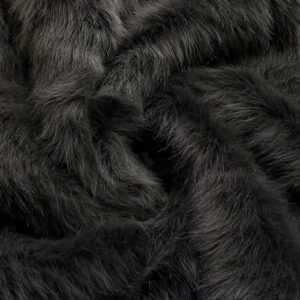 Super Luxury Short Plush Faux Fur Fabric Material LONG PILE DARK GREY
