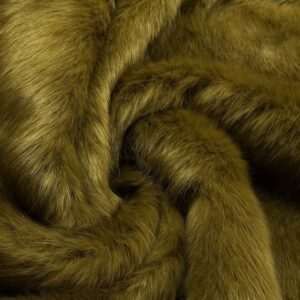 Super Luxury Faux Fur Fabric Material MOSS GREEN BLACK TIP